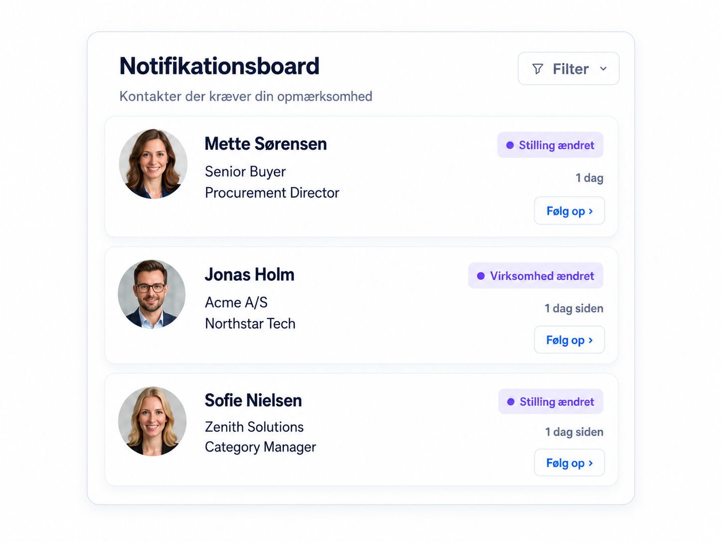 Opdateringer og notifikationer om relevante ændringer i Coherta.